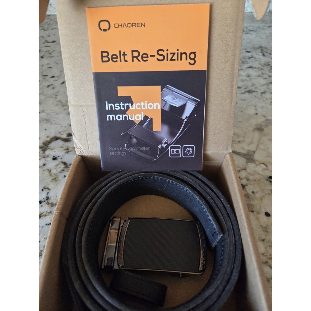 CHAOREN Men's Black Adjustable Ratchet Belt with Metal Buckle